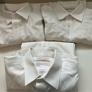 Lot Of 3 Roundtree & Yorke Gold Label Men 16.5-33 100% Cotton Dress Shirt White